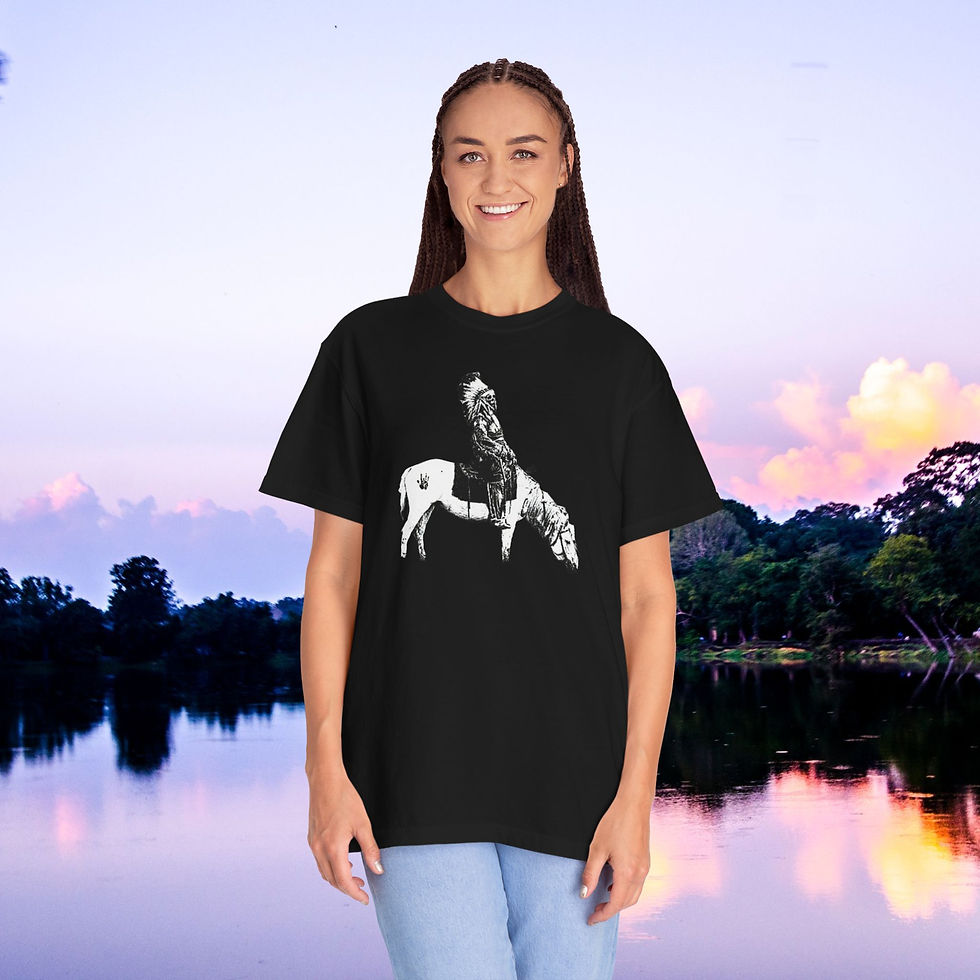 Thumbnail: Native American Skeleton With Garcia Handprint on Horse, Deadhead Tee, Fine Gift