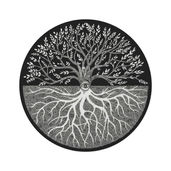Black and white tree with roots and leaves eye design, Home Page My Site 1