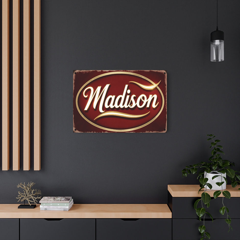 Thumbnail: Classic "Madison" Metal Art Sign, 36" x 24" Rustic Wisconsin Home Decor, Gift