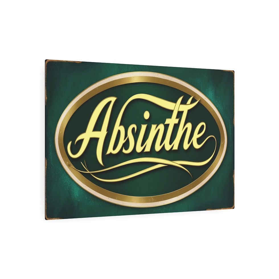 Thumbnail: Vintage "Absinthe" Metal Art Sign, 36" x 24" Home Bar Decor, Green Fairy Art