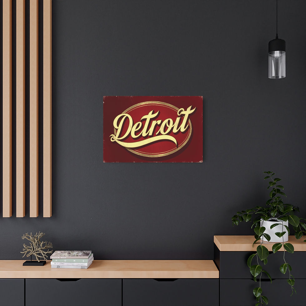Thumbnail: Vintage Style "Detroit" Metal Art Sign, 30" x 20" Rustic Art For Michiganders