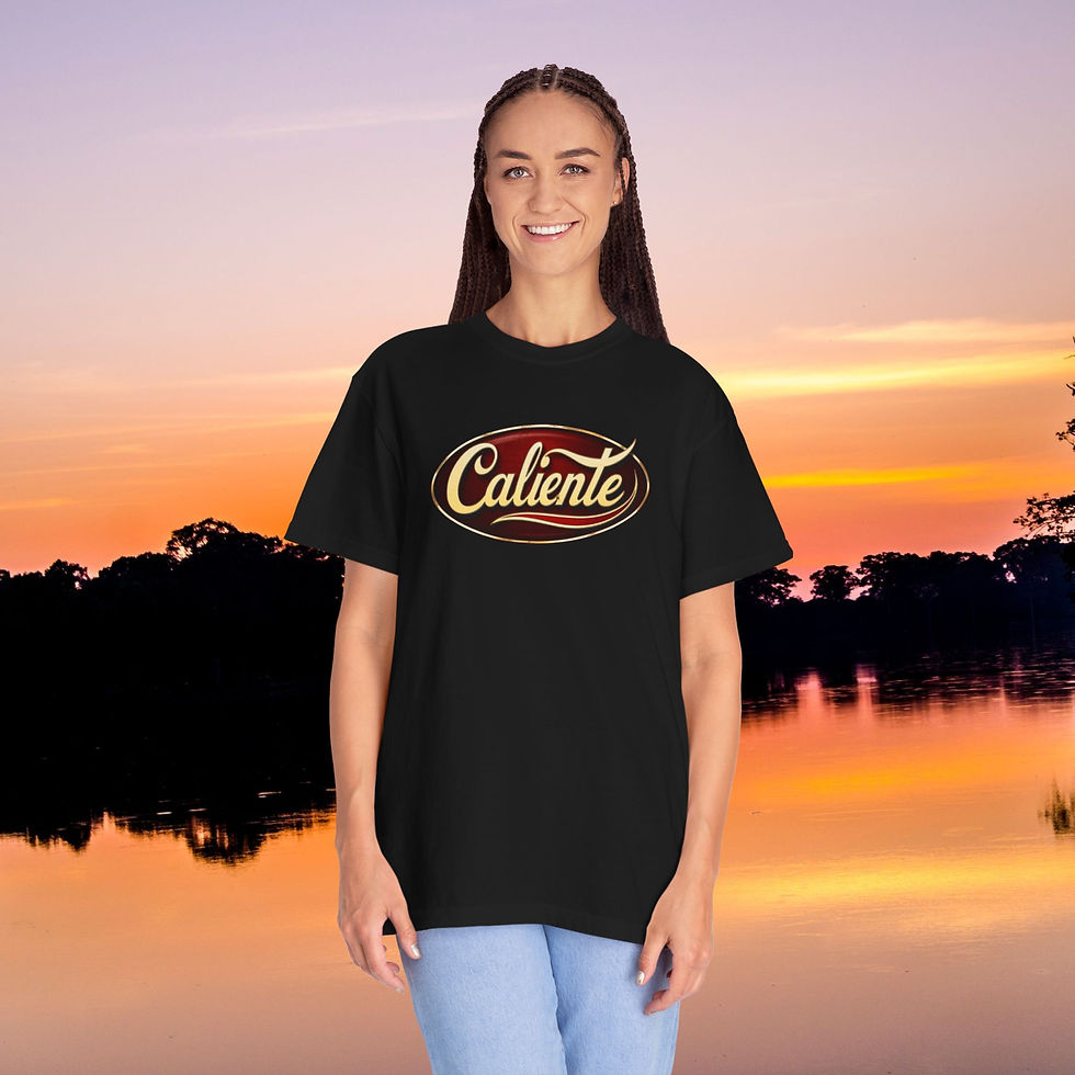 Thumbnail: Classic "Caliente" Oval Logo T-Shirt, Hot Style For Sizzling Nights, Fun Gift
