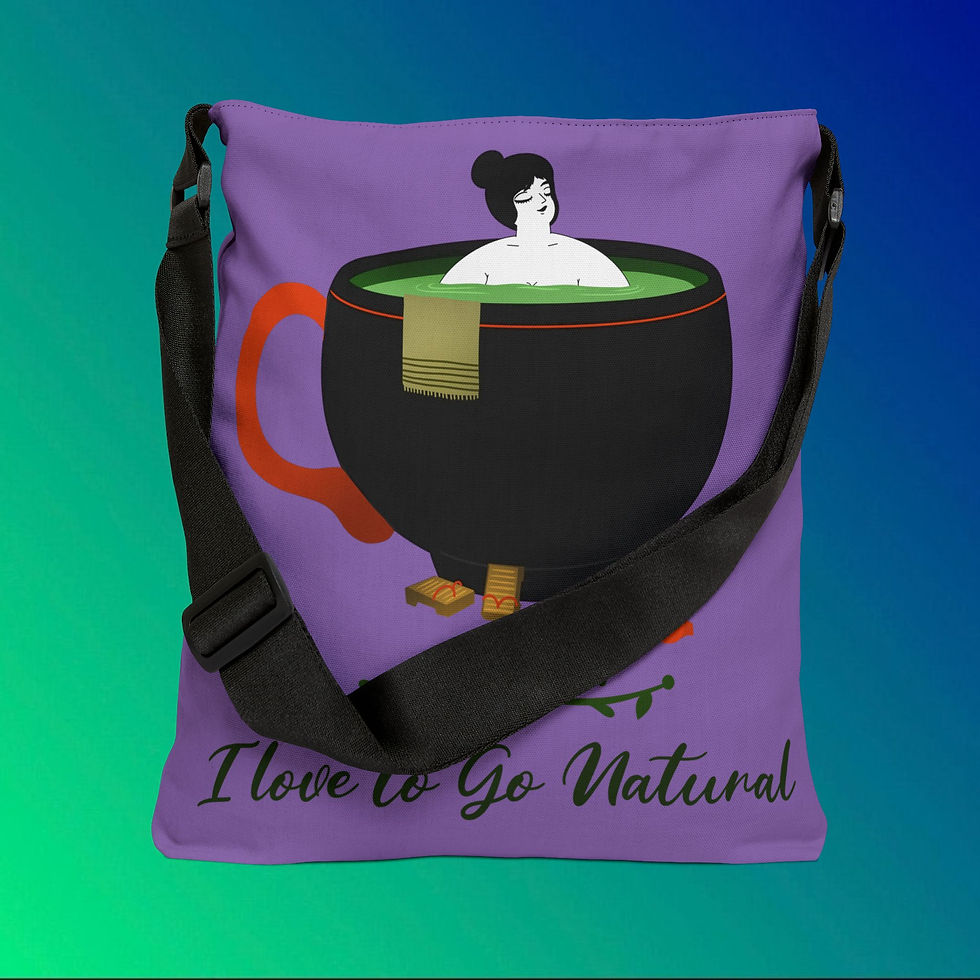 Thumbnail: Spatious 18" “I Love to Go Natural” Adjustable Tote Bag Tea Cup of Tea Spa, Gift