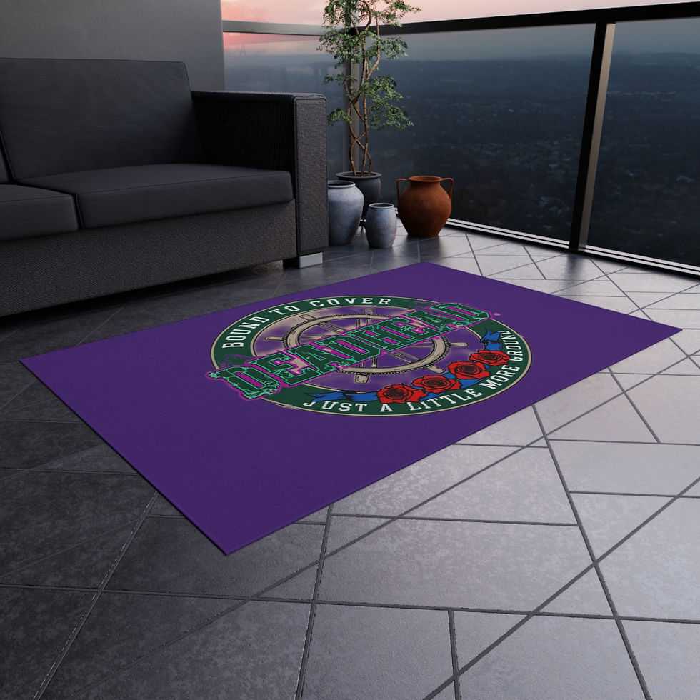 Thumbnail: Unique "Deadhead" Themed 48" x 72" Rug, Wheel College of Deadheads Rose Insignia