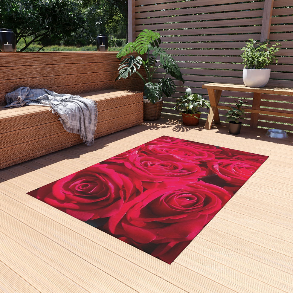 Thumbnail: Vibrant Red Rose Bouquet 48" x 72" Outdoor Rug, Roses for Decks, Festivals, Gift
