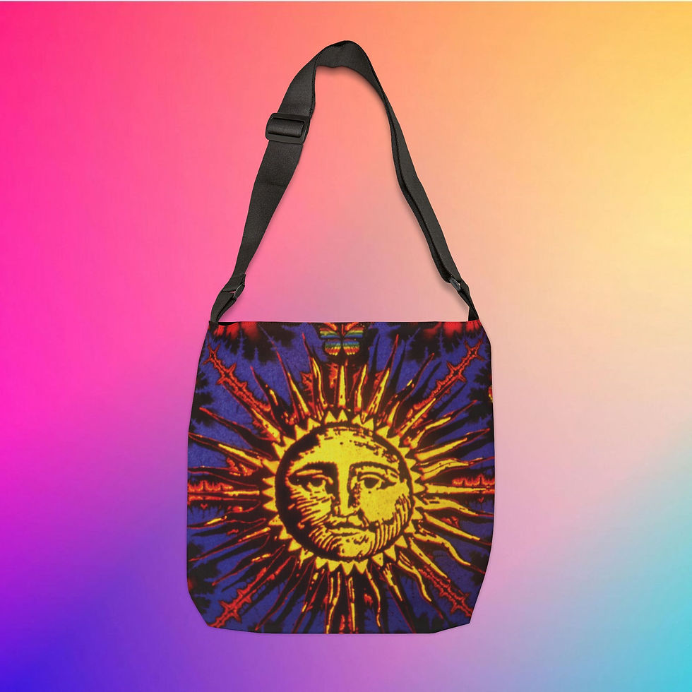 Thumbnail: Classic Old Sun Fractal 18" Adjustable Tote, Boho Chic Grocery Bag, Amazing Gift