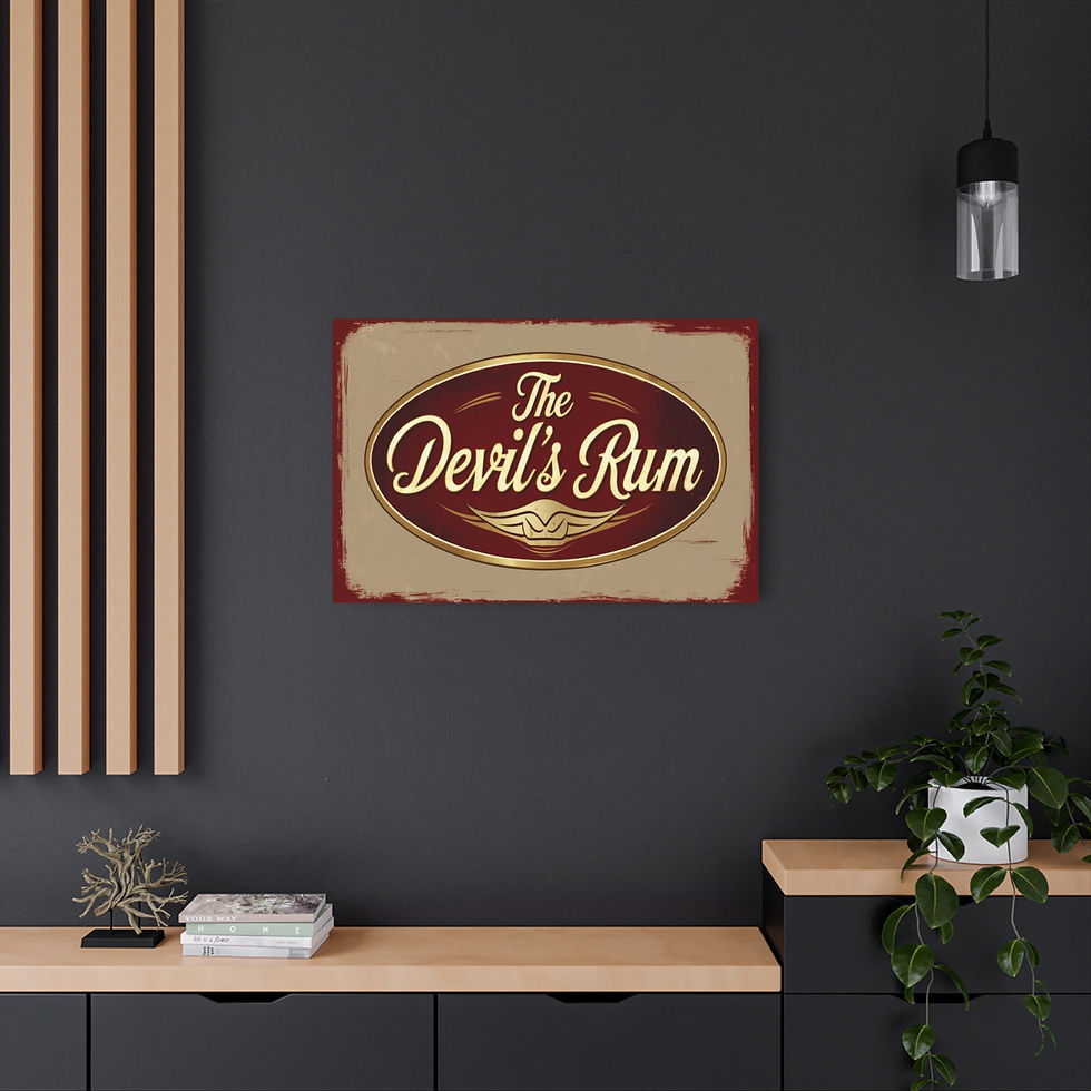 Thumbnail: Vintage "Devil's Rum" Metal Art Sign, 36"x 24" Rustic Home Bar Wall Art, Gift