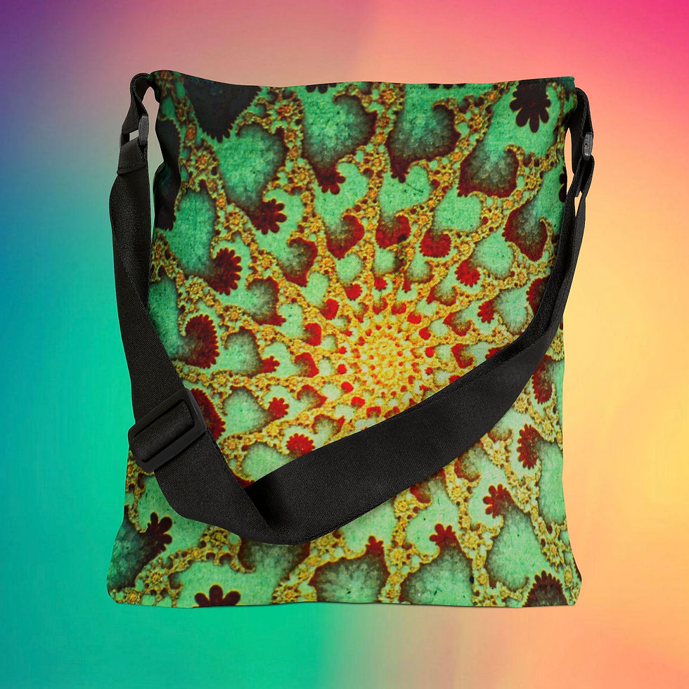 Thumbnail: Vibrant Green Fractal 16" Adjustable Tote, Chique Eco-Friendly Bag, Fine Gift