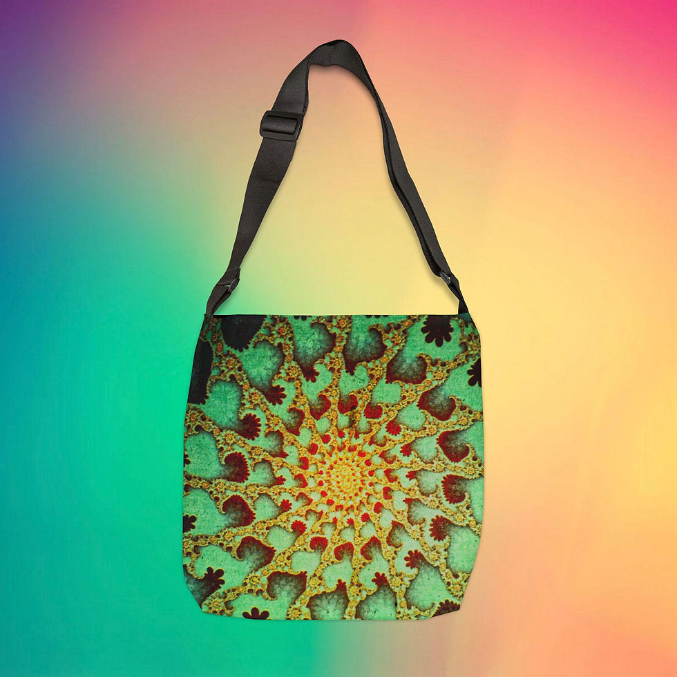 Thumbnail: Vibrant Green Fractal 16" Adjustable Tote, Chique Eco-Friendly Bag, Fine Gift