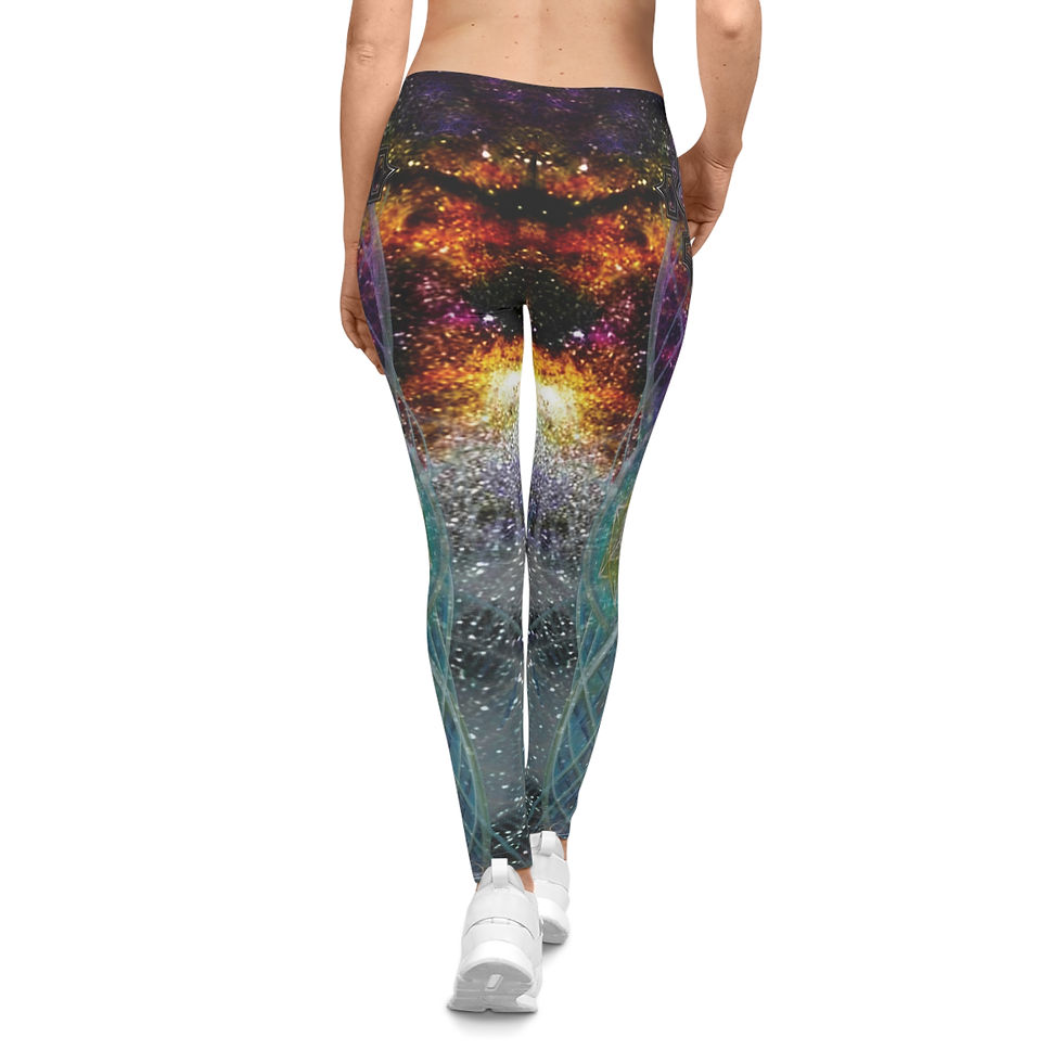 Thumbnail: Cosmic Double Helix Women's Yoga Leggings, Dreamy Star Fire Festival Attire