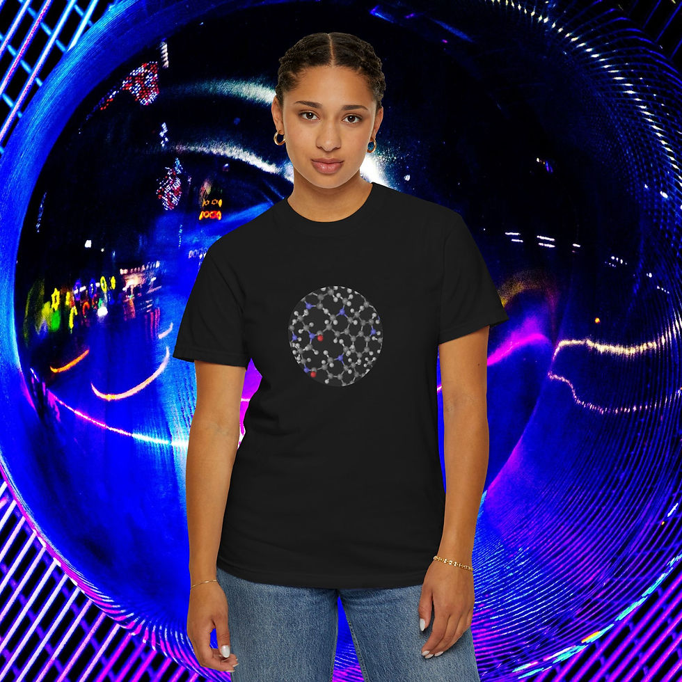 Thumbnail: Lysergic Acid Molecular Pattern Round Print T-Shirt, Abstract Psychedelic Gift