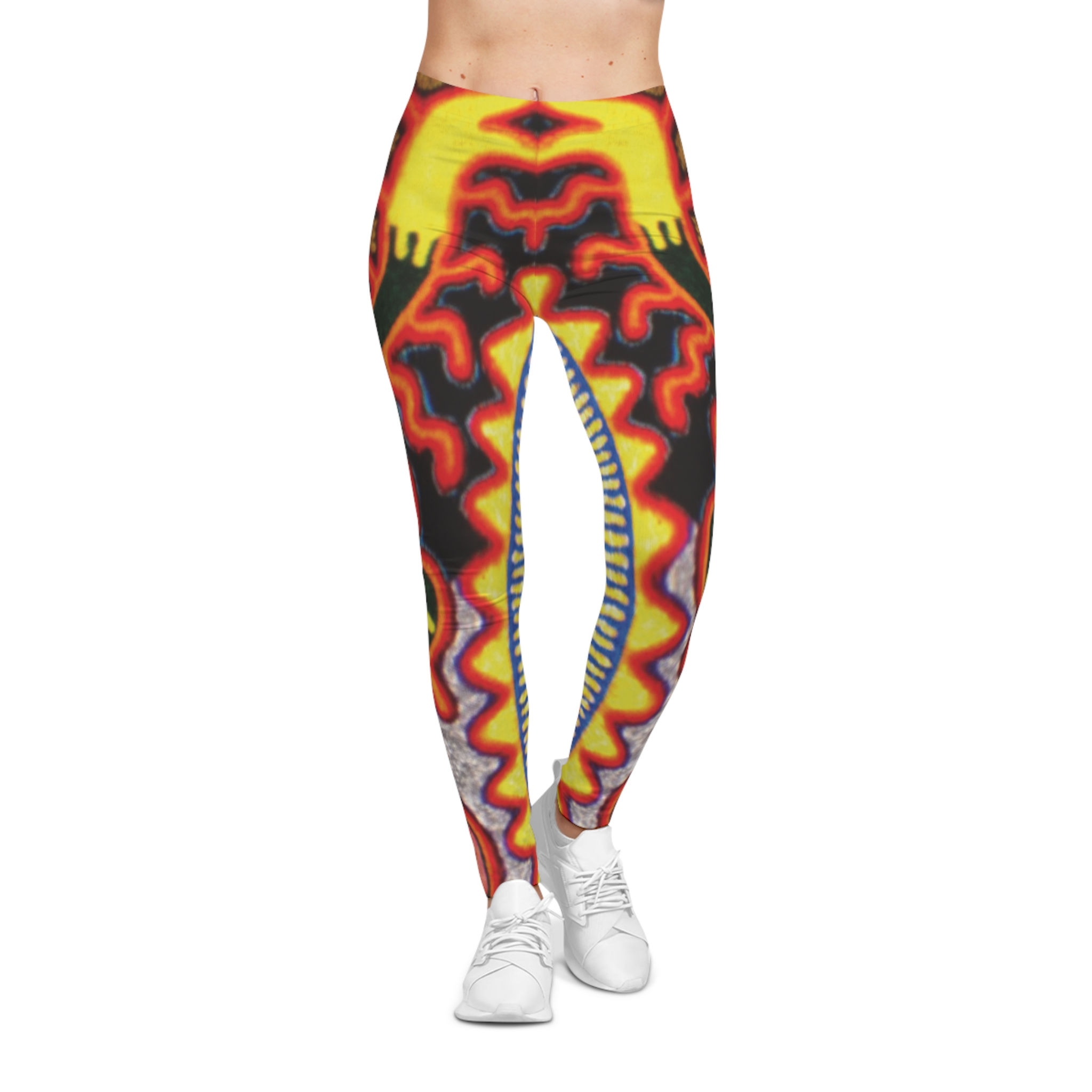Vibrant Women's Native Art Yoga Leggings Version II, Peyote Vision Festival Wear