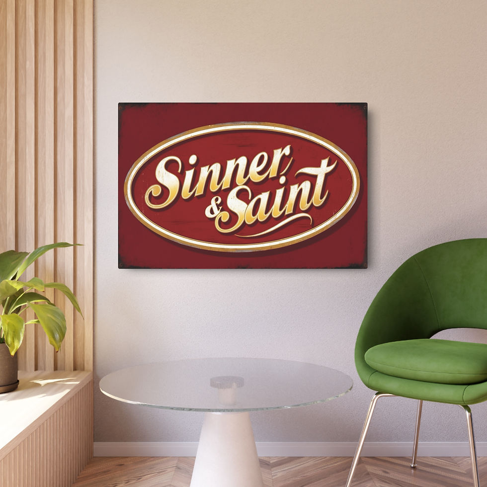 Thumbnail: Stunning "Sinner & Saint" 36" x 24" Metal Art Sign, Vintage Home BarDecor, Gift