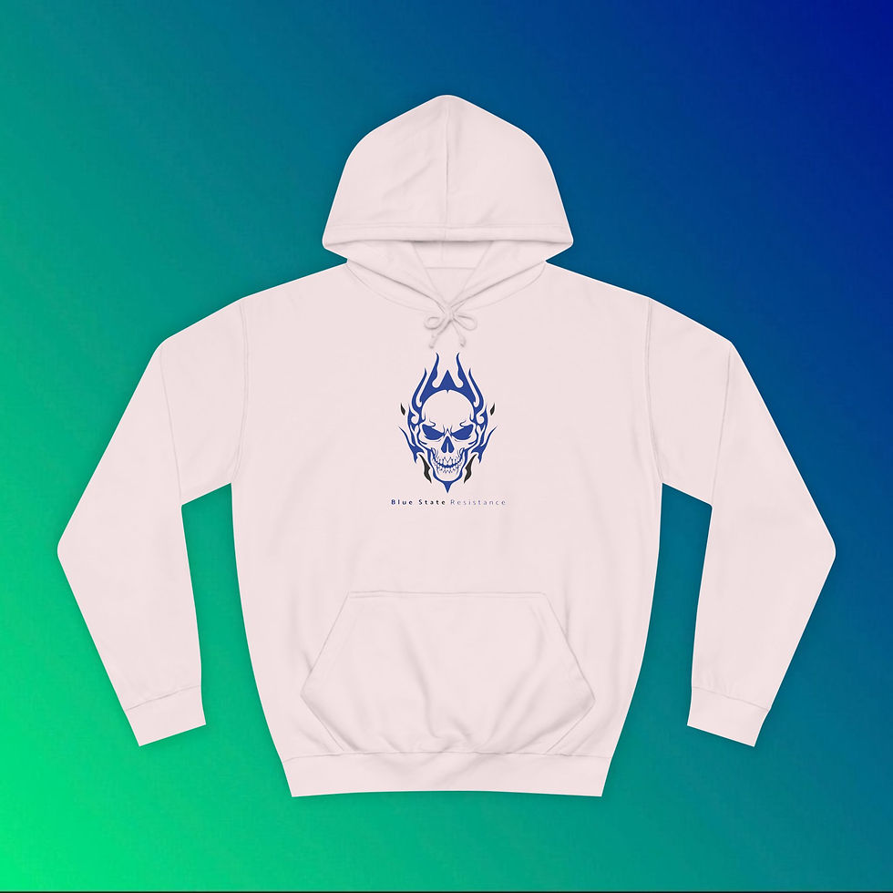 Thumbnail: White hoodie with blue skull design and text. Baby Onesie, My Site 1