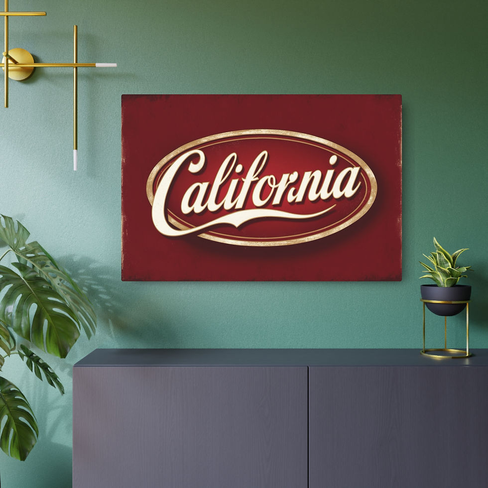 California sign against red background; wall decor features home decor My Site 1