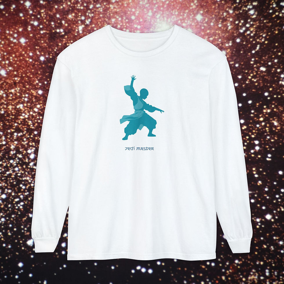 Thumbnail: White long sleeve shirt with blue figure and text. Japanese Kanji Shirt. My Site 1