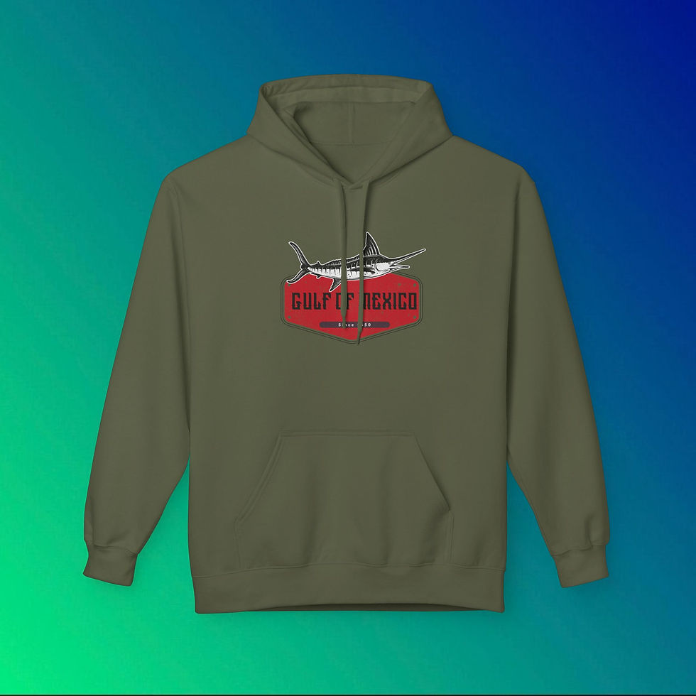 Thumbnail: Gulf of Mexico Smiling Swordfish Unisex Heavy Blend™ Hooded Sweatshirt, graphic design. My Site 1