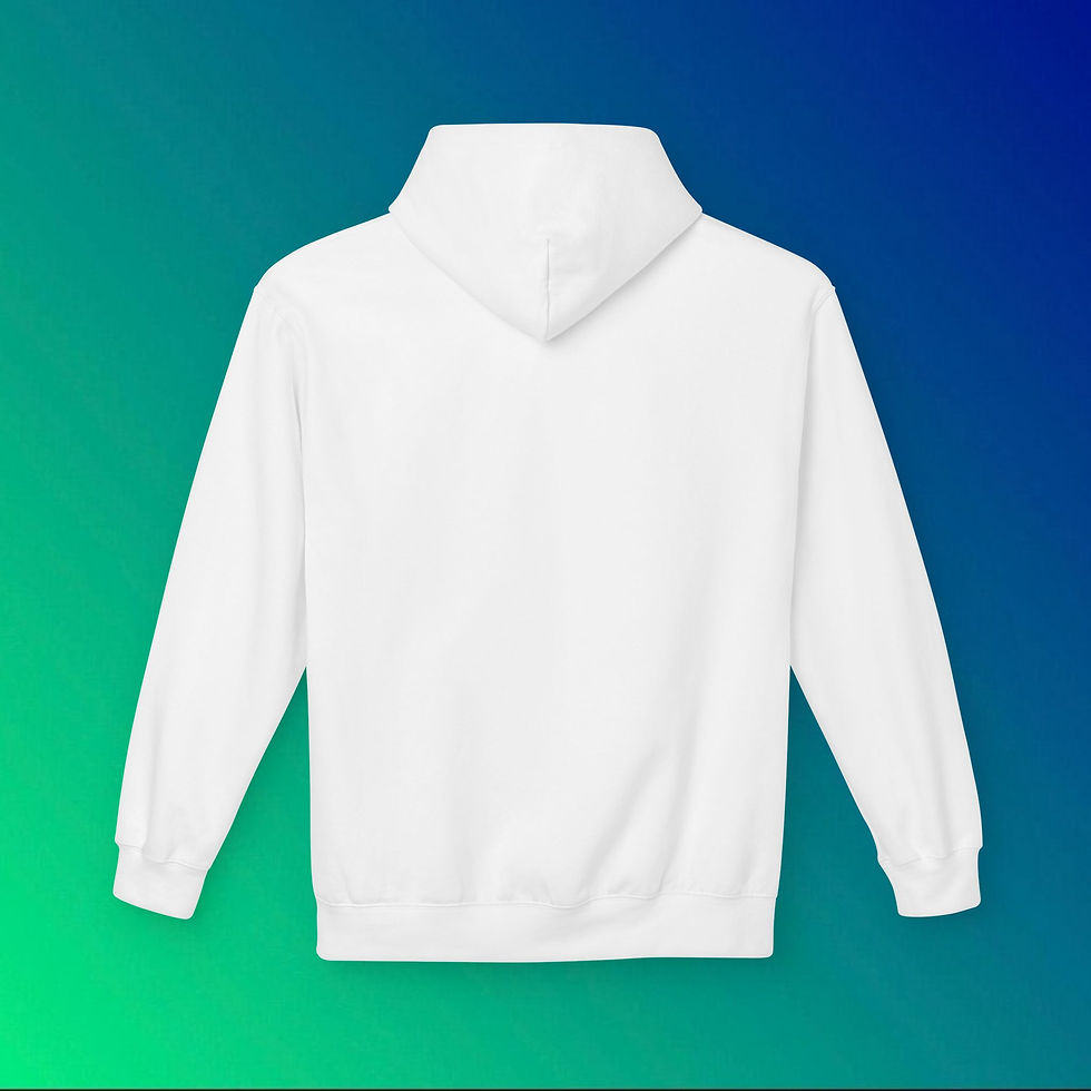 Thumbnail: Blank white hoodie back view, pristine and ready for branding My Site 1