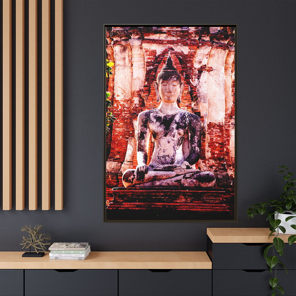 Thumbnail:  Serene Ayutthaya Buddha 40" x 60" Framed Canvas Print, Buddhist Art Spirit Gift