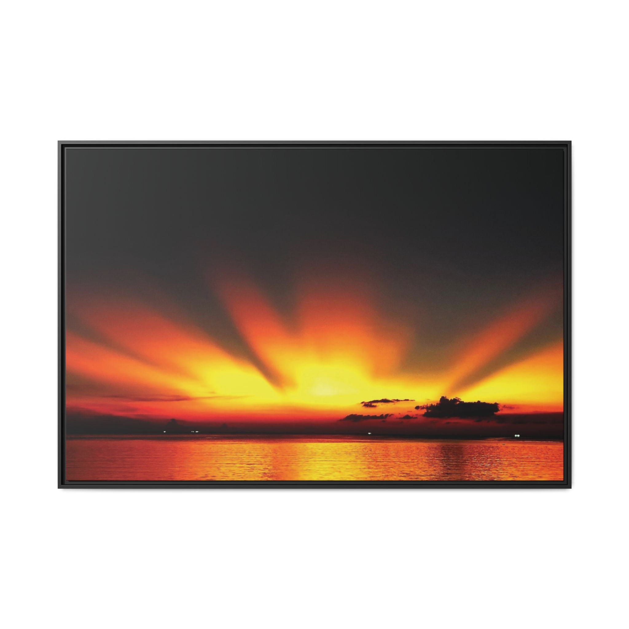 Perfect Tropical Sunset 40" x 60" Framed Canvas Art, Beach House Decor, Gift