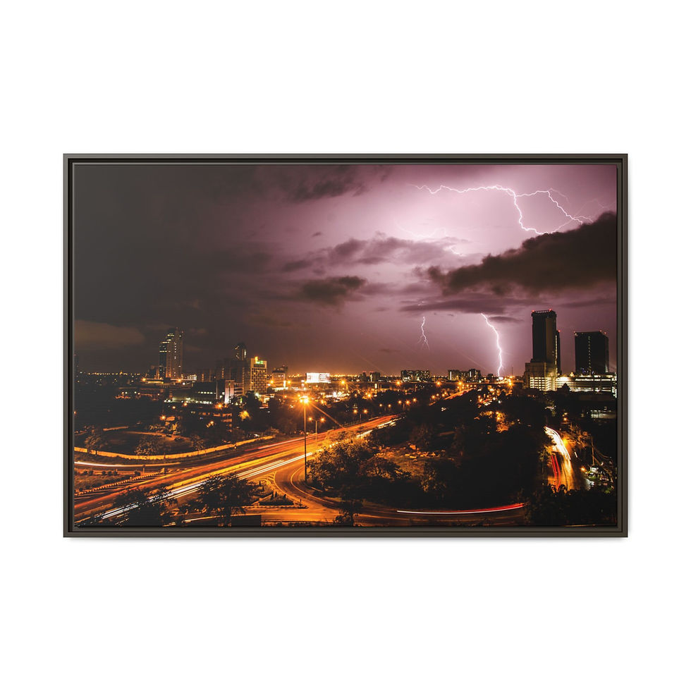 Thumbnail: Lightning Strikes Twice 32" x 48" Canvas Matte Print,  Amazing Urban Home Decor