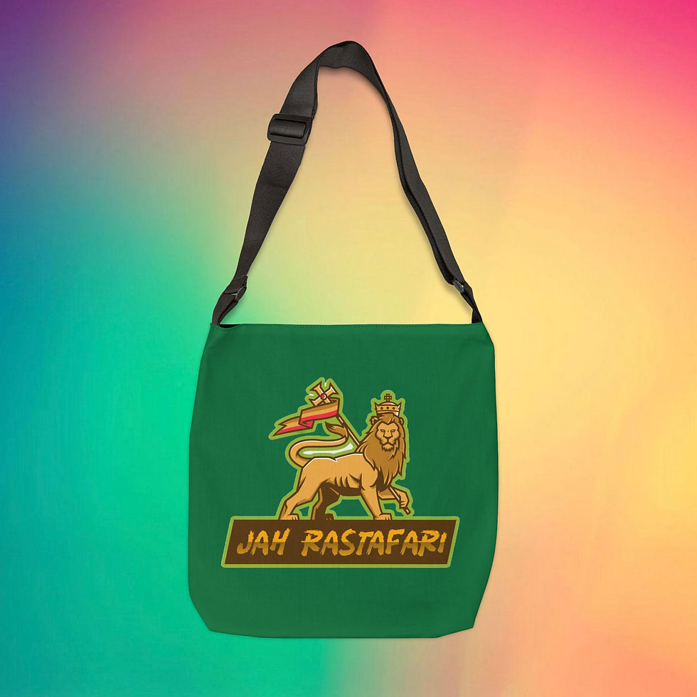 Thumbnail: Ital "Jah Rastafari" Lion of Judah 18" Adjustable Tote, Fun Eco-Bag, Irie Gift
