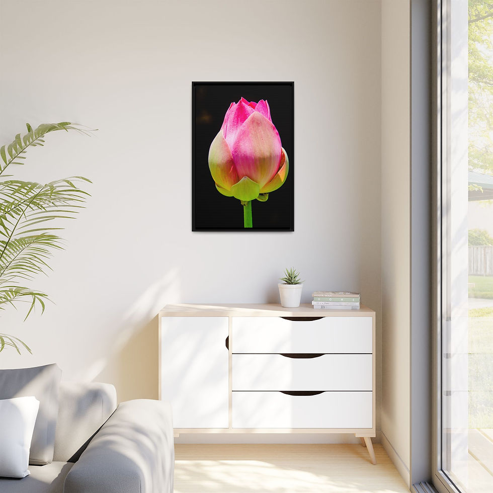 Thumbnail: Meditating Lotus Flower 24" x 36" Framed Canvas Print, Asian Home Art, Fine Gift