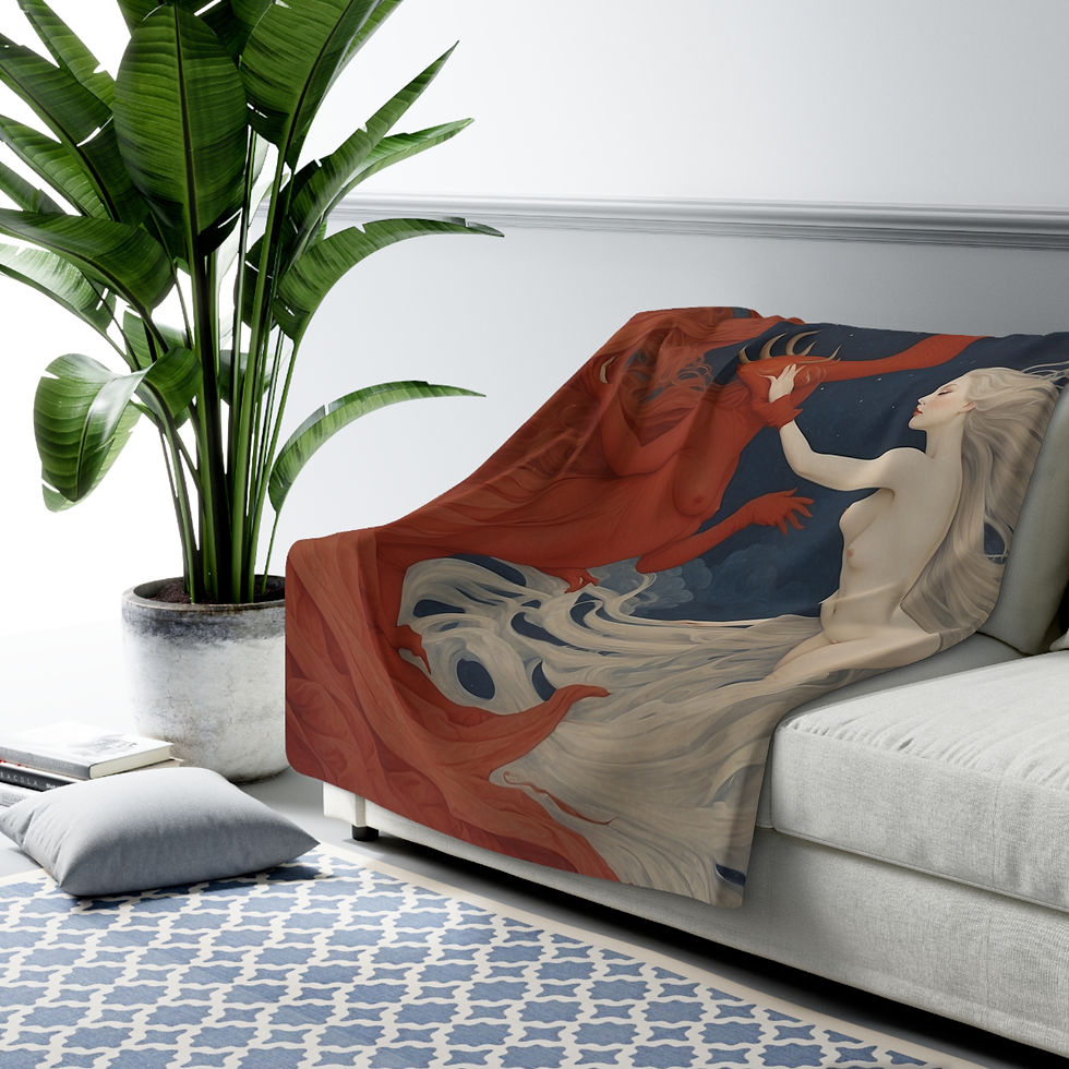 Thumbnail: Celestial Embrace of Good & Evil 60" x 80" Sherpa Fleece Blanket, Unique Gift
