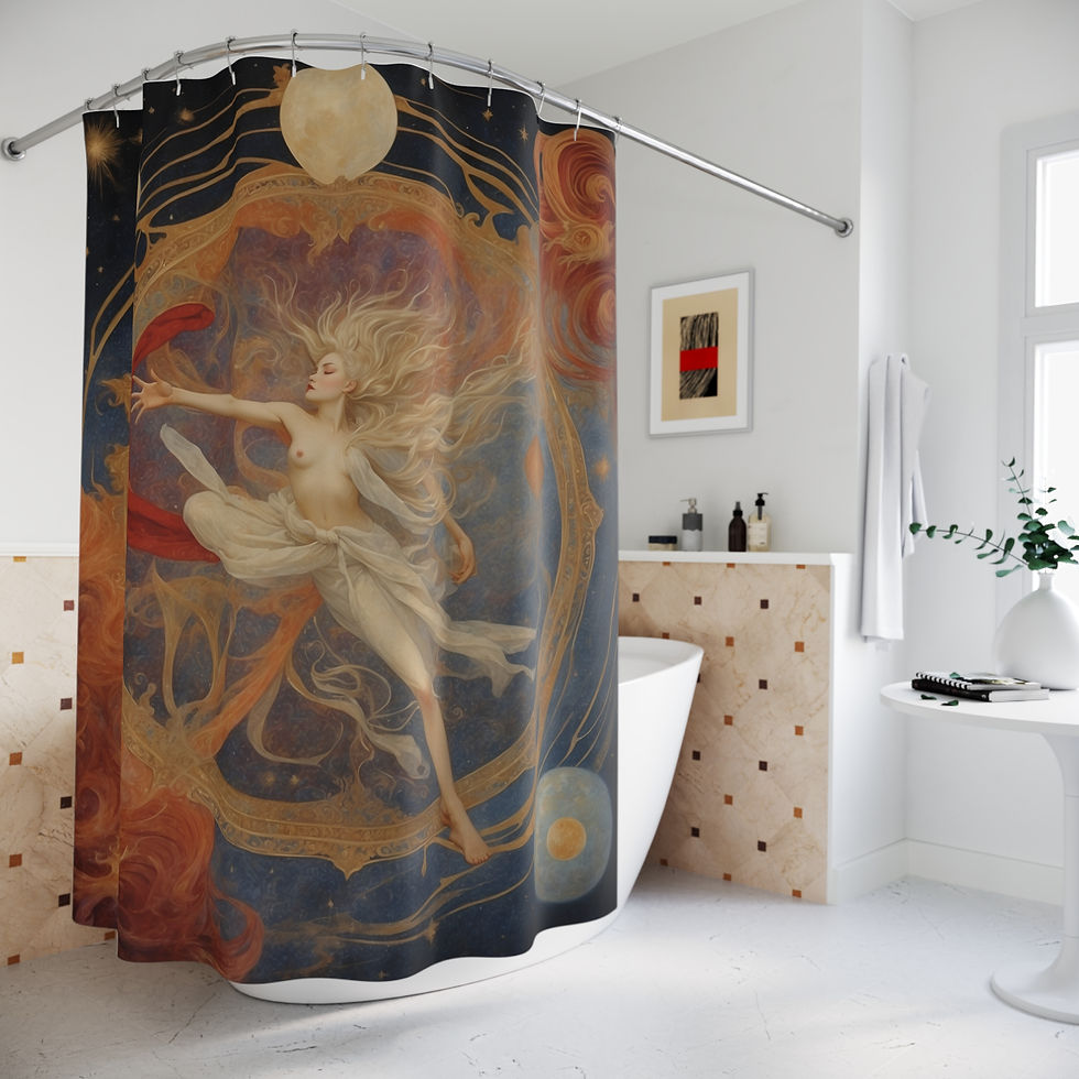 Thumbnail: Dreamy Celestial Dancer Shower Curtain, Cosmic Bathroom Decor, Boho Home, Gift