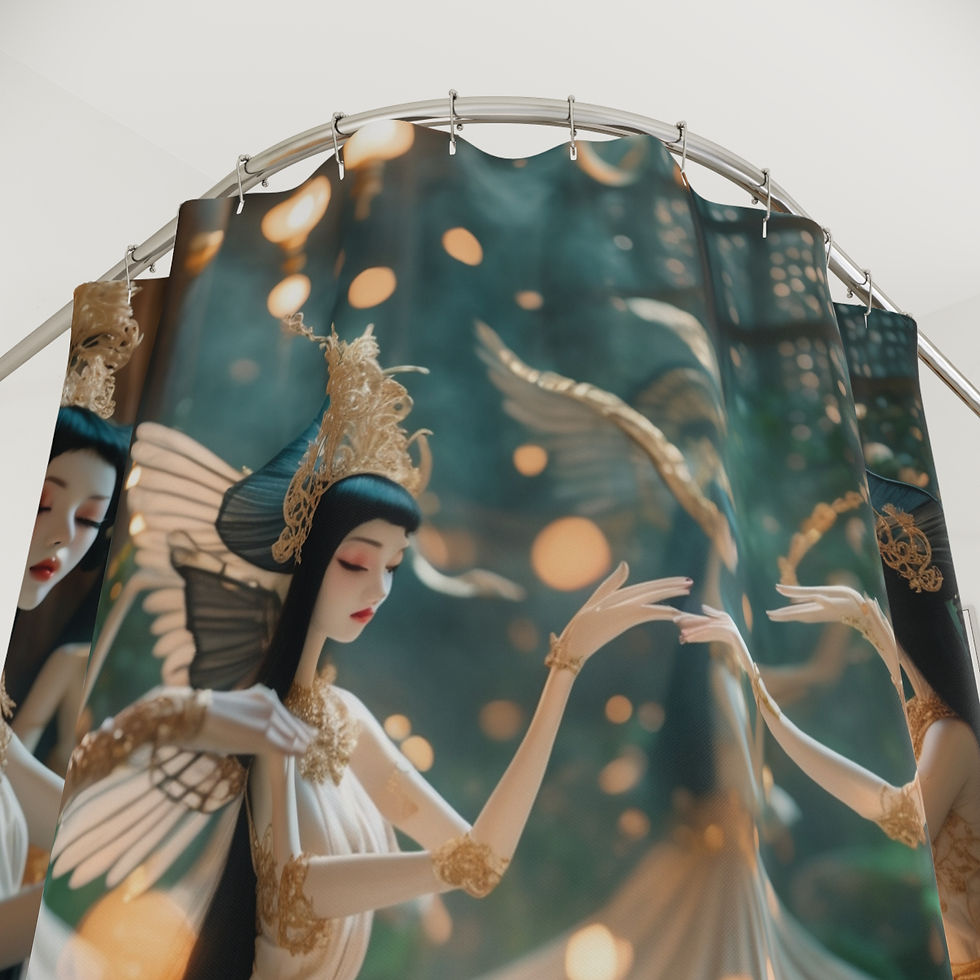 Thumbnail: Mystical "White Lotus Fairy Temple: Sacred Dance of the Devis" Shower Curtain