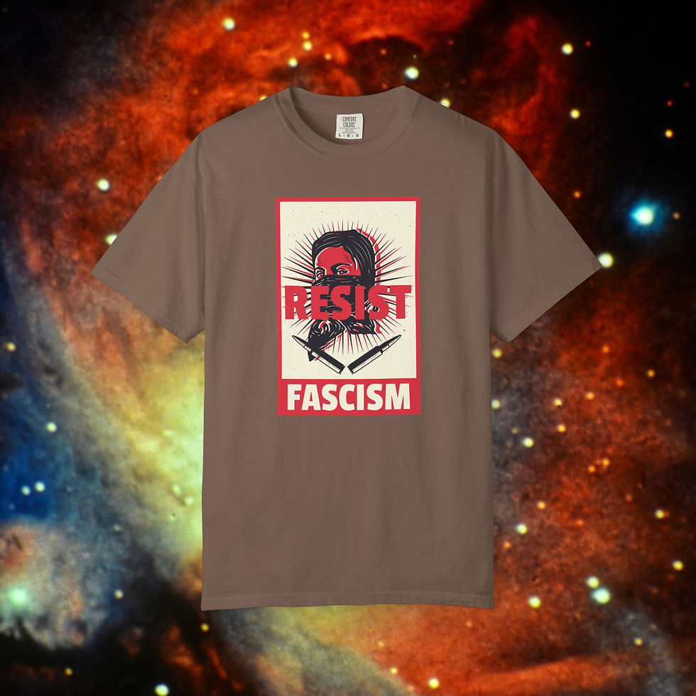 Thumbnail: Brown t-shirt Resist Fascism with an artistic design, Unisex Gift, My Site 1