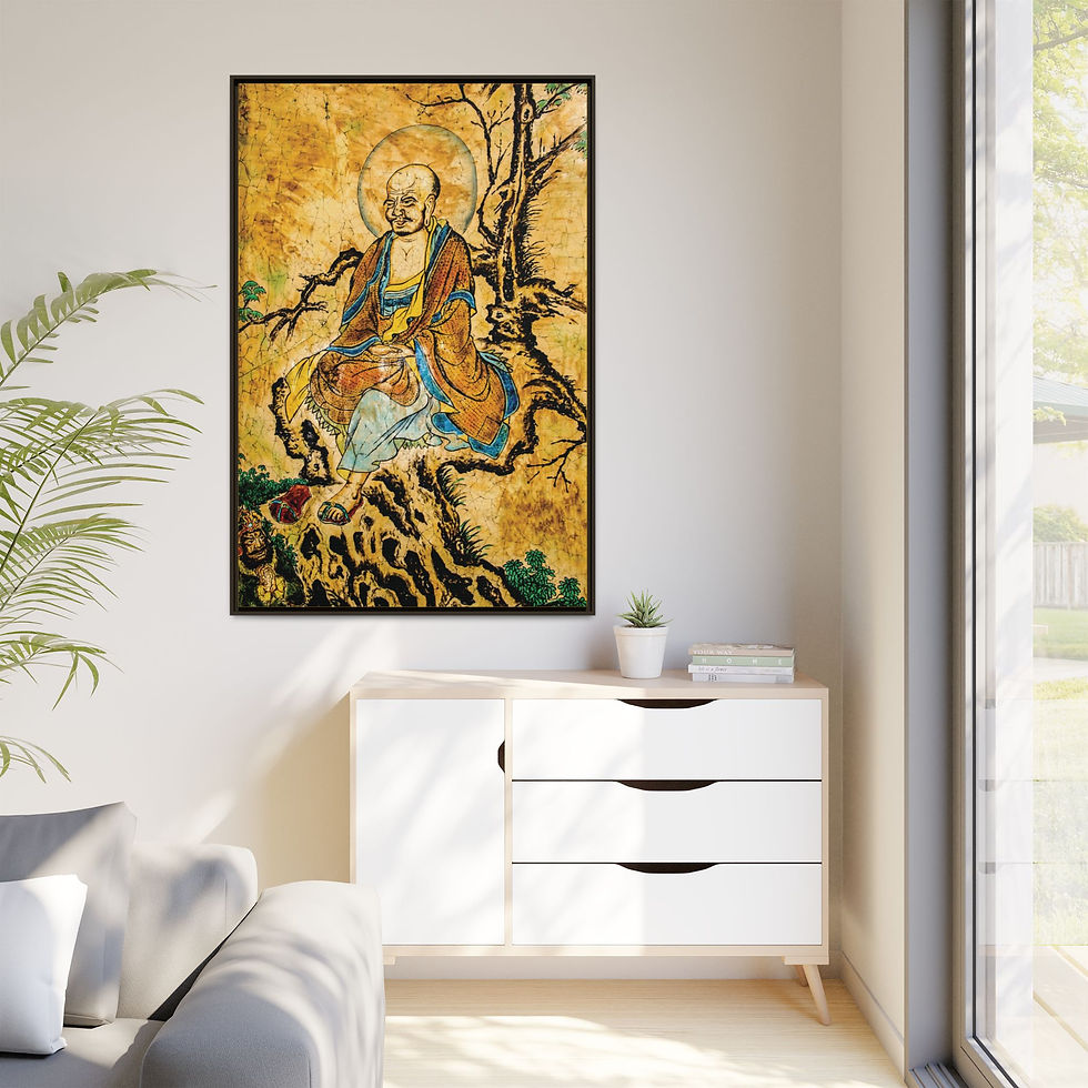 Thumbnail: Meditating Buddhist Monk 40" x 60" Framed Canvas Print, Boho Art, Rare Gift 