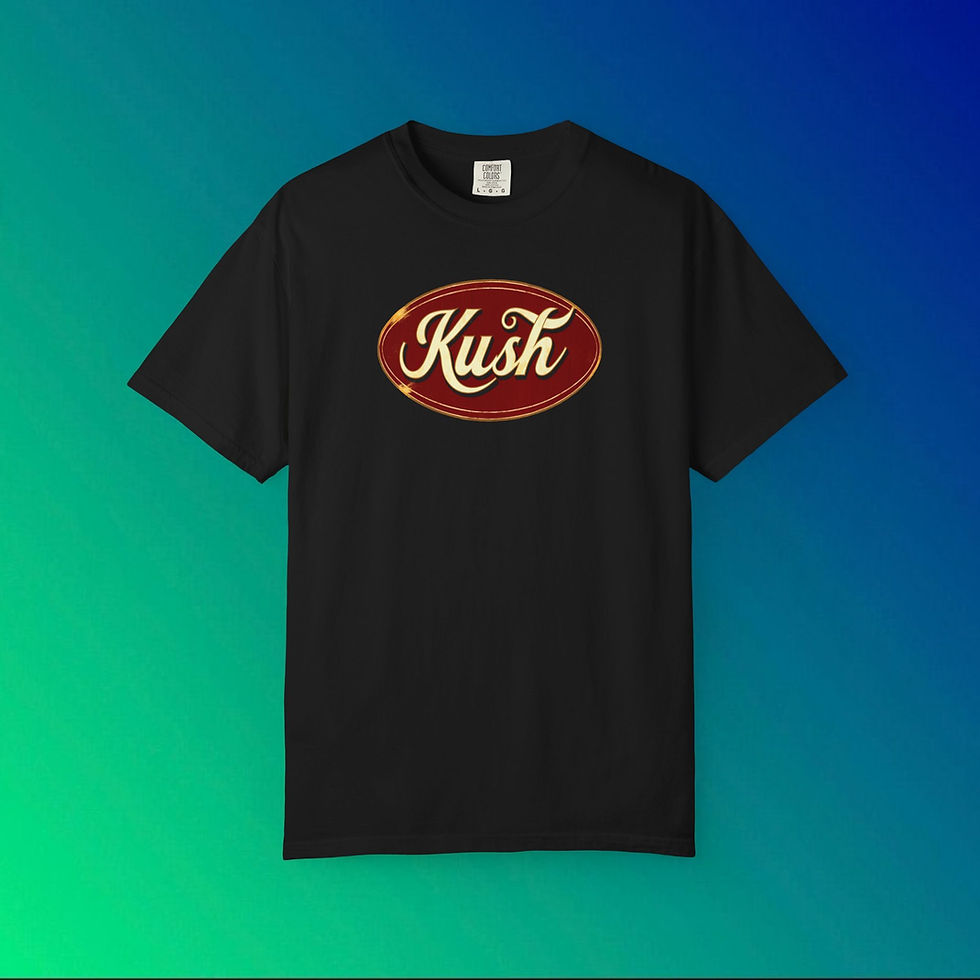 Black Kush T-shirt with oval logo, casual wear, My Site 1