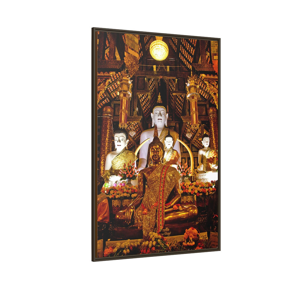 Thumbnail: 5 Buddhas in Meditation 40" x 60" Canvas Matte Print, Spiritual Art, Rare Gift
