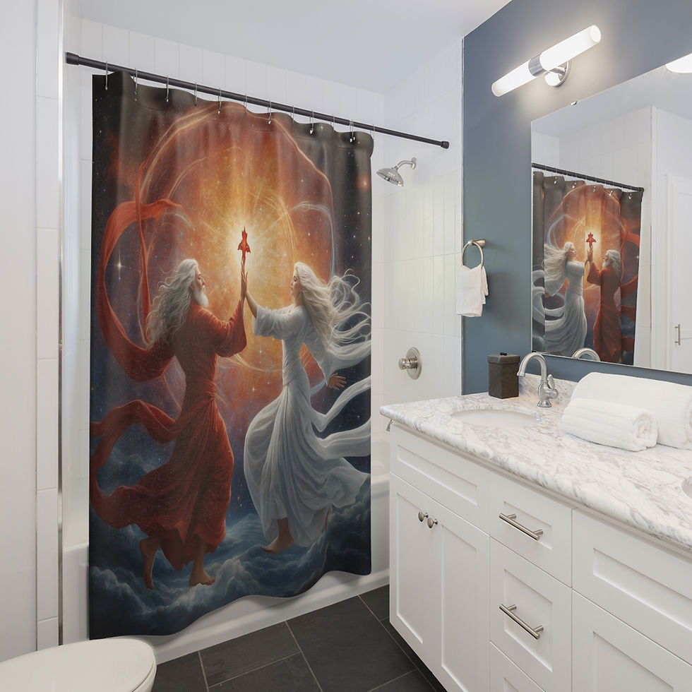 Thumbnail: Balancing the Galaxie Shower Curtain, Cosmic Bathroom Decor, Spiritual Home Gift