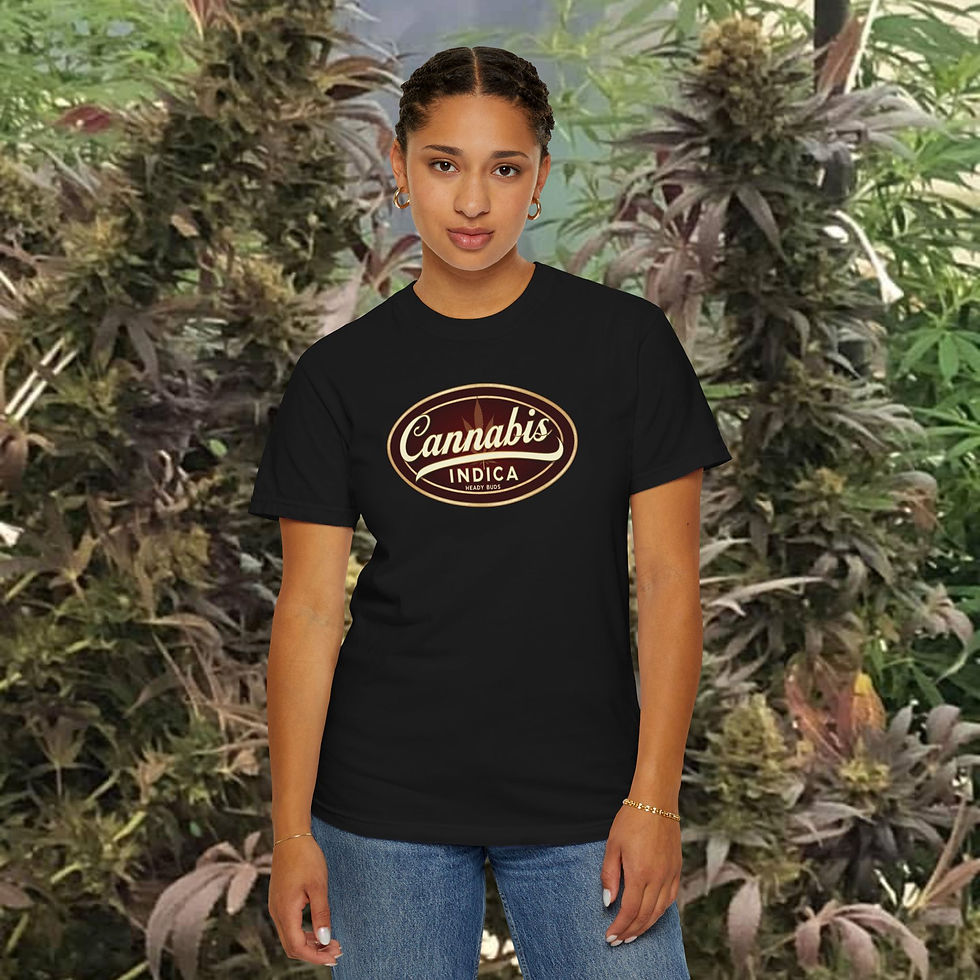 Thumbnail: Heady "Cannabis Indica" Retro Logo T-Shirt, Cannabis Lovers' Fashion, Fun Gift