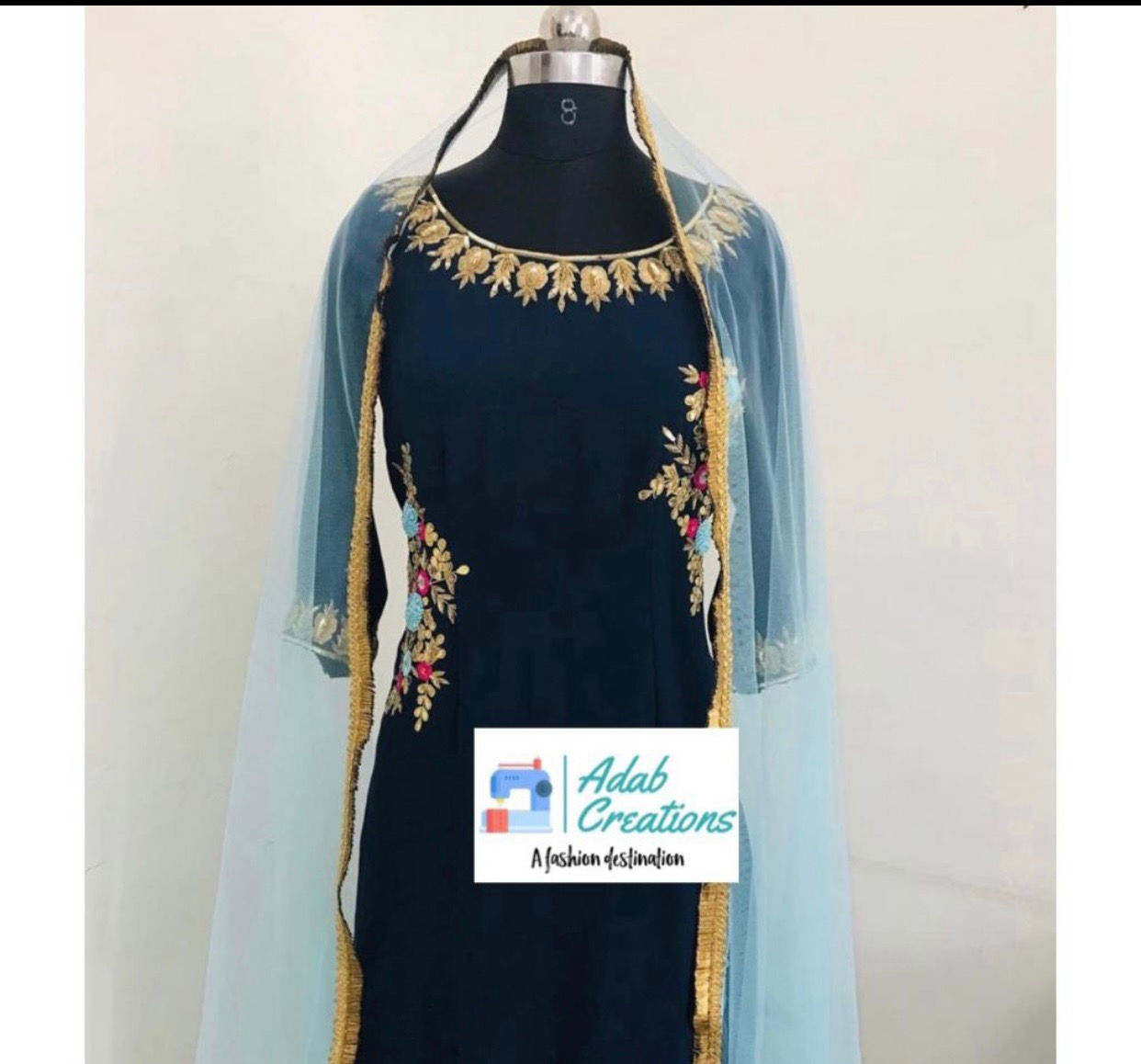 Crepe Fabric Embroidered Suit With Stitching