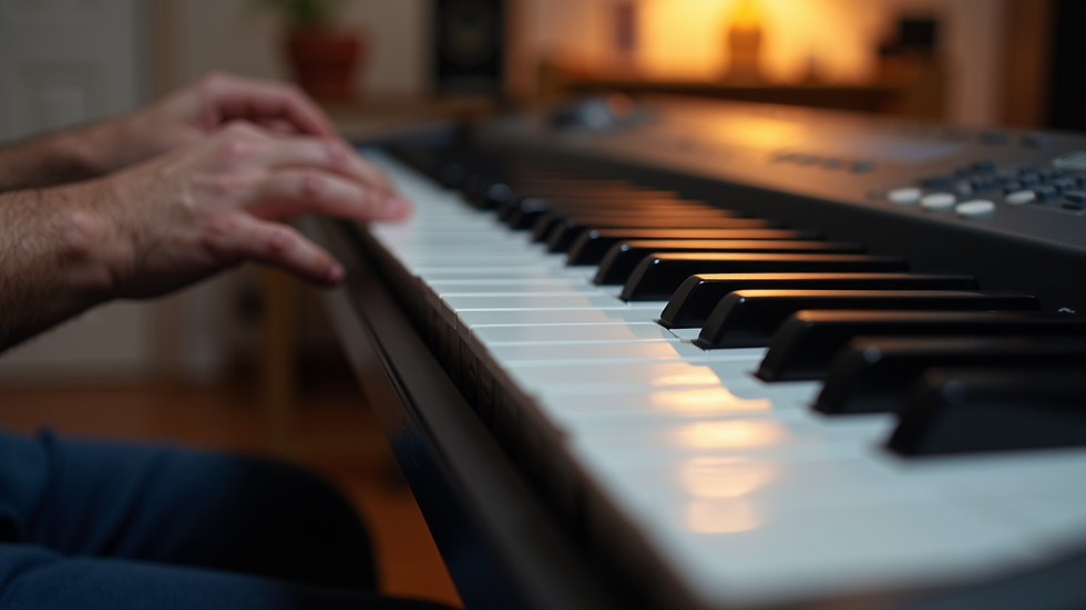 Eye-level view of a Yamaha PSR-E373 keyboard