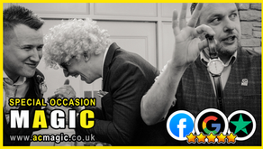 Guests at a party laughing and reacting to ACMAGIC