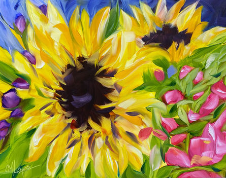 oil painting, floral art, floral painting, sunflower painting, sunflower, sunflower art, contemporary floral art, contemporary floral painting