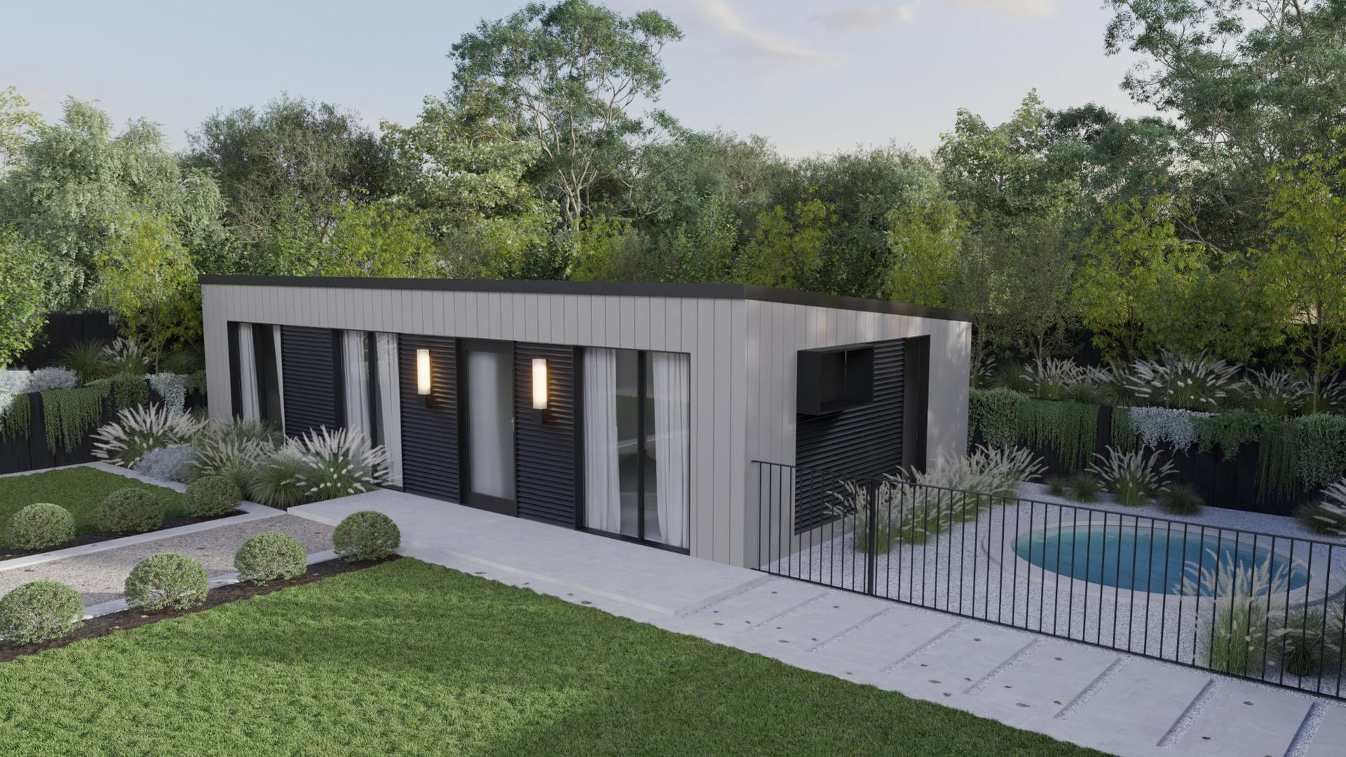Portsea Granny Flat with Flat Roof, side view