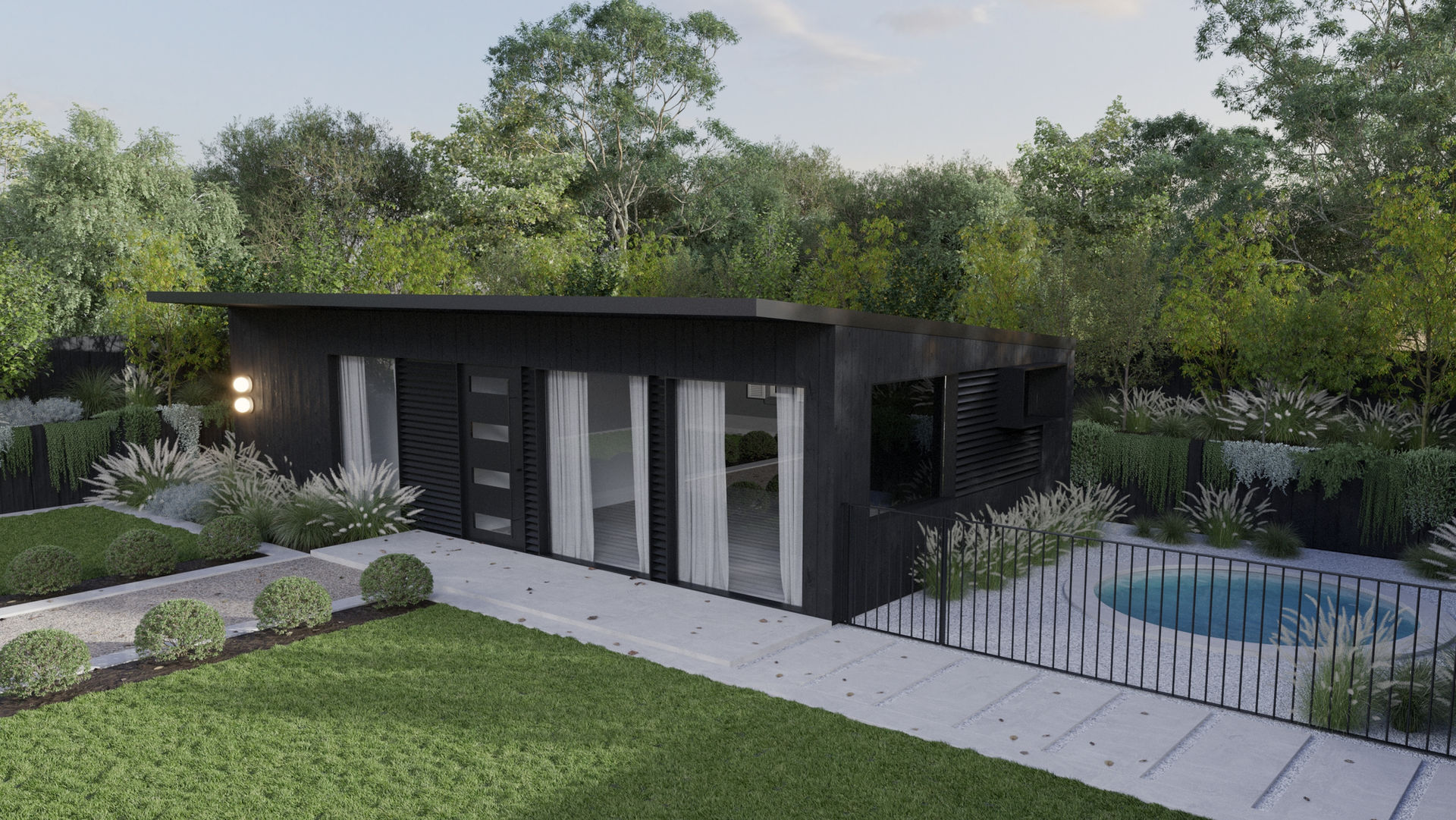 Portsea Granny Flat with overhang Roof in black