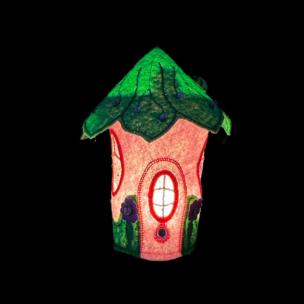 Thumbnail: Pink Flower Petal Tea Light Fairy House