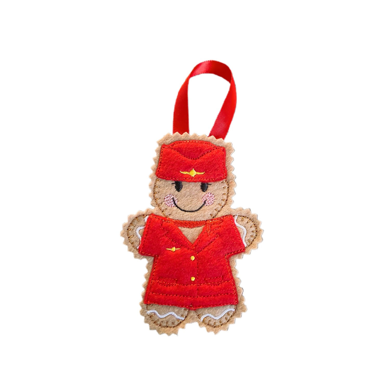 Red Air Hostess Gingerbread Decoration