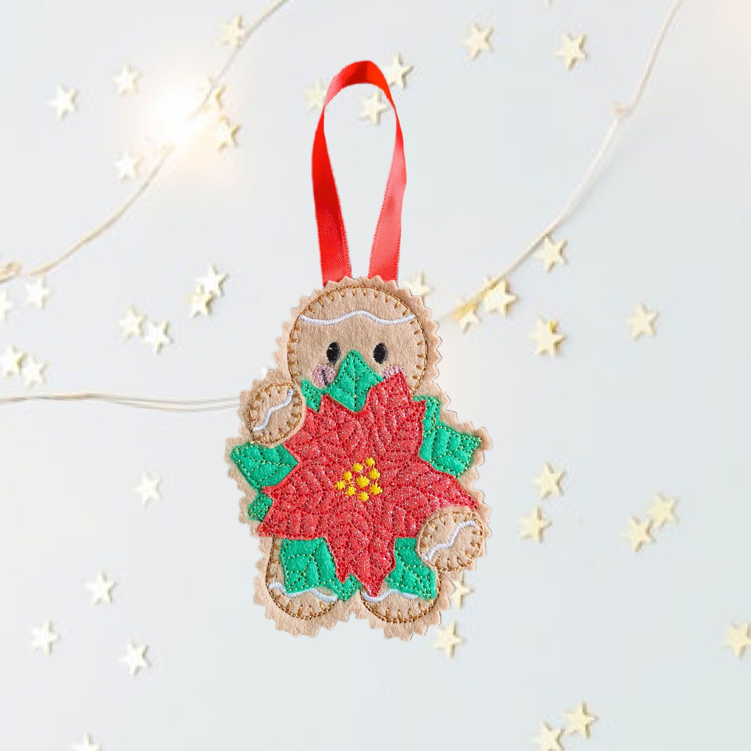 Christmas Poinsettia Gingerbread  Decoration