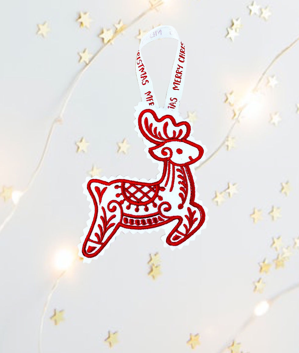 Red & White Reindeer Christmas Tree Decoration