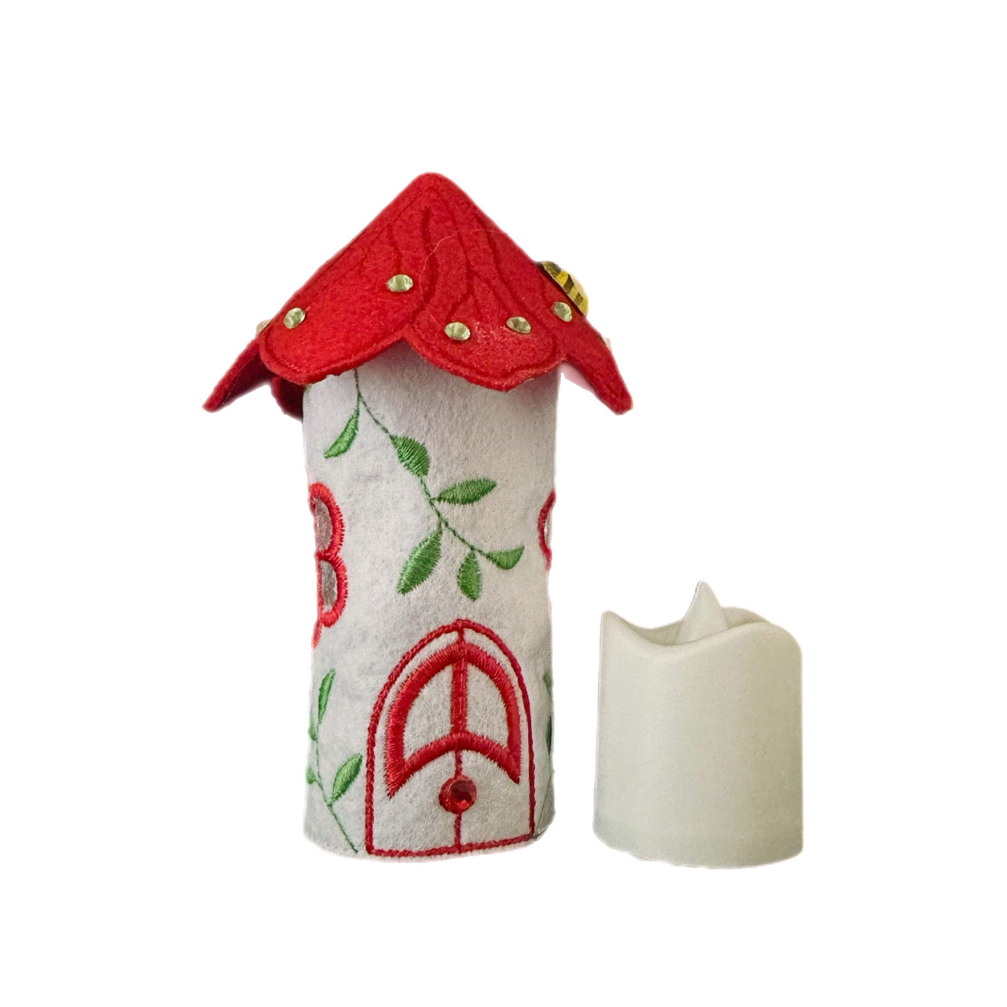 Red Petal Flower Tea Light Fairy House