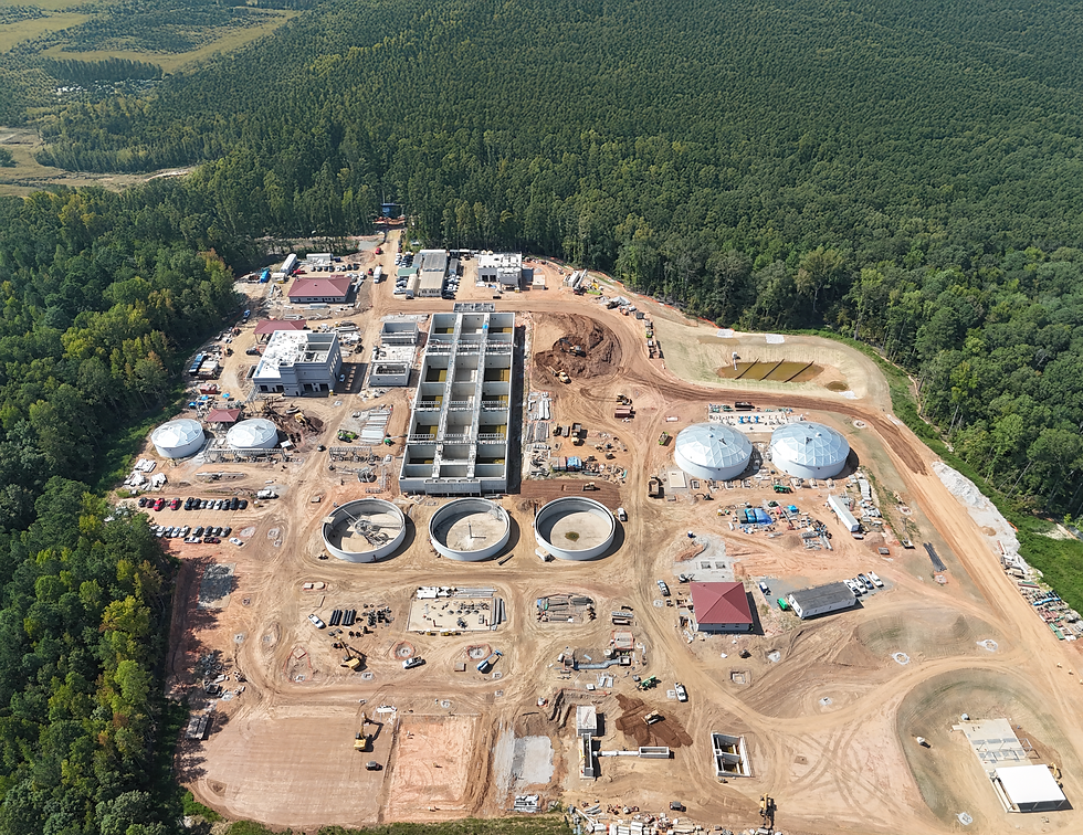 Aerial photograph of the Sam's Branch Water Reclamation Facility under construction in th