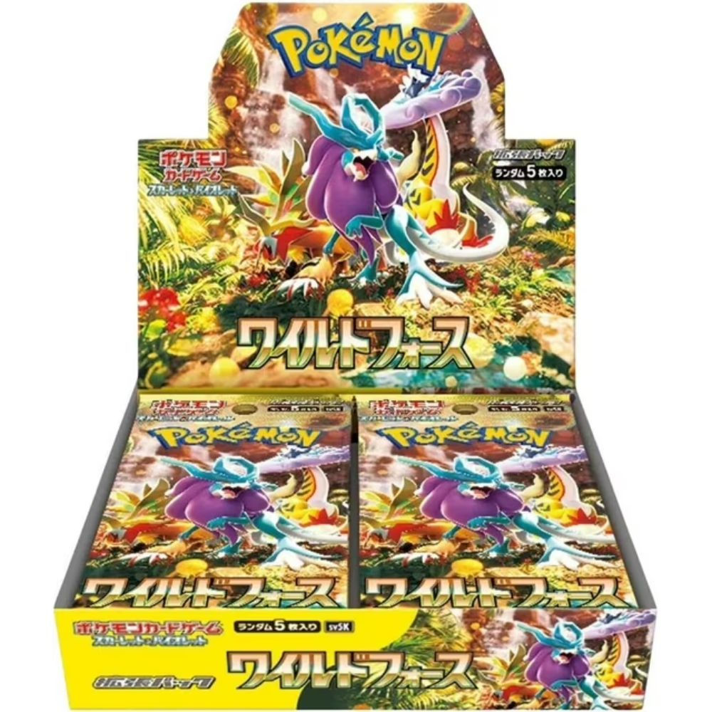 Factory-sealed Japanese Pokemon TCG Wild Force booster box featuring nature-themed artwork and Scarlet & Violet-Halloffametcg
