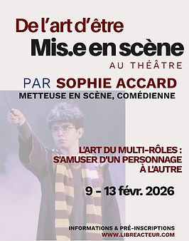 Jour 1 : Découverte et Première Approche
• Accueil et présentation.
• Lecture à la table de l'ensemble des scènes abordées durant la semaine.
• Analyse dramaturgique et discussion sur les enjeux.
• Mise en place de la Distribution A (première répartition des rôles).
• Premières mises en espace et travail au plateau.

Jour 2 : Approfondissement (Distribution A)
• Travail intensif sur les scènes avec la première distribution.
• Recherche des intentions, construction des personnages et relations.
• Fixation des propositions de jeu pour cette configuration.

Jour 3 : Rupture et Renouveau (Distribution B)
• Changement complet de la distribution. Les stagiaires basculent sur d'autres rôles (ou inversement des partenaires).
• Exploration des mêmes scènes sous un nouvel angle.
• Travail d'adaptation et de redécouverte du texte avec de nouveaux partenaires.

Jour 4 : Approfondissement (Distribution B)
• Travail intensif sur les scènes avec la seconde distribution.
• Affinement du jeu et précision des enjeux dans cette nouvelle configuration.

Jour 5 : Synthèse et Continuité
• Mise en commun et retours sur les différentes versions expérimentées.
• Choix des scènes/distributions pour le rendu final (ou mélange des deux).
• Travail de synthèse.
• Filage (présentation dans la continuité) de l'ensemble des scènes travaillées.
• Bilan de la semaine.